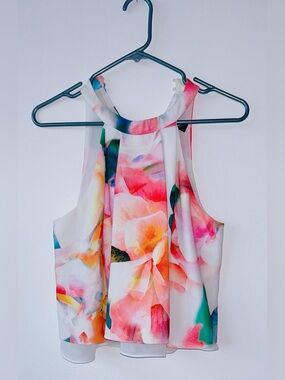 Marciano by Guess Watercolor Floral Halter Tank Top - Multicolor size XS